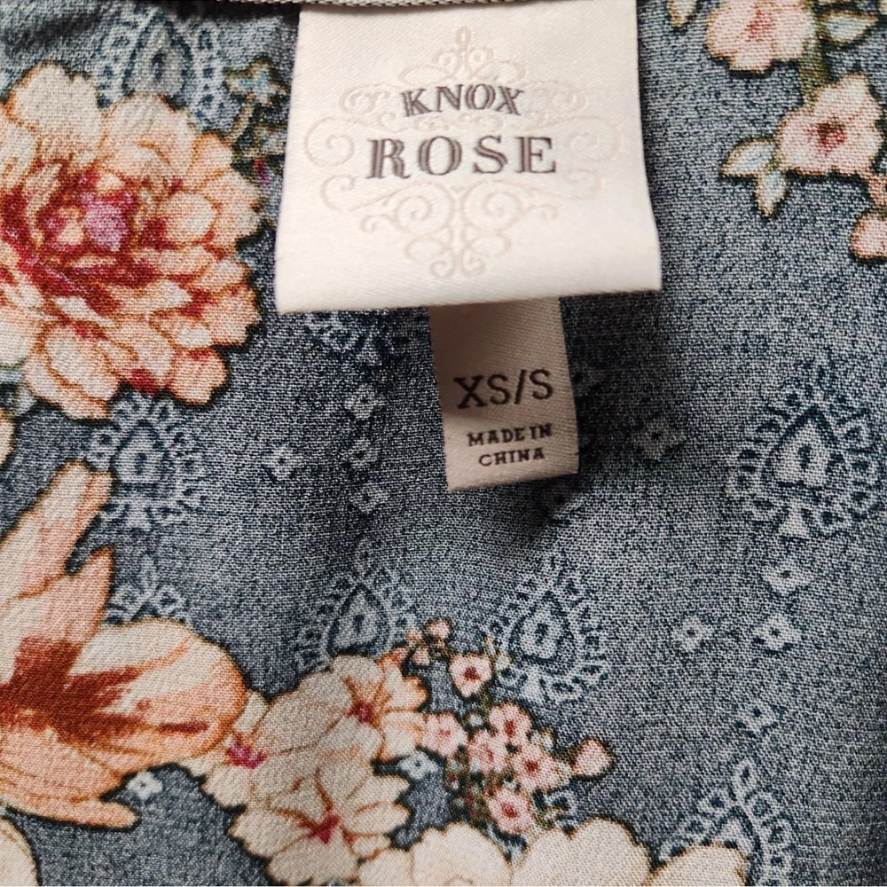 Knox Rose Boho Floral Kimono Cardigan Tassels Green Orange XS/S - Picture 2 of 8